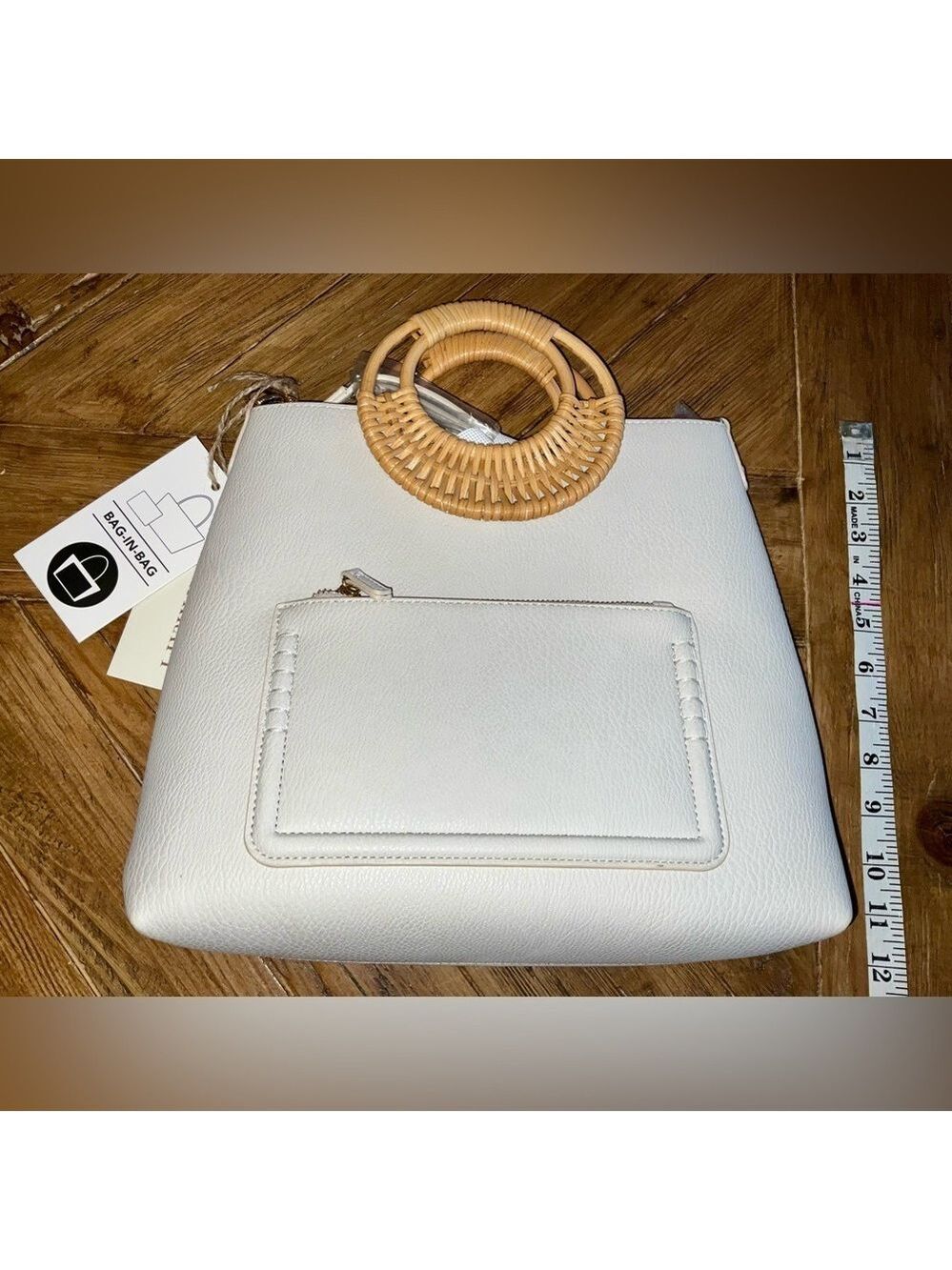 Antik kraft vegan leather bone color bag in bag purse - nwt / great for travel - Picture 5 of 8